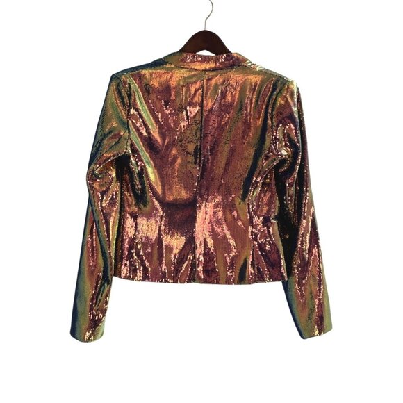 BlankNYC Sequin Jacket Iridescent Open Front NYE Party Multicolor Holiday XS - Picture 3 of 8